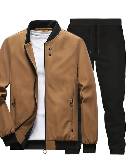 Star Blossom Men's Casual Sports Baseball Suit Pants Two-piece Set with Jacket and Trousers