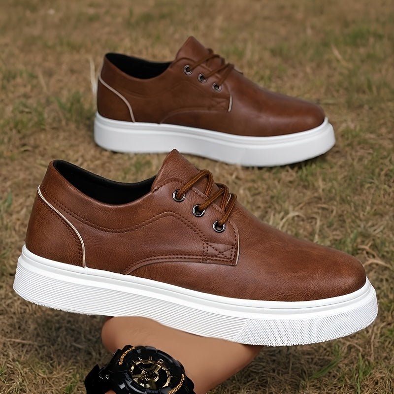 Men's All-Season Casual Motorcycle & Skate Shoes, Lace-Up Flat Sole