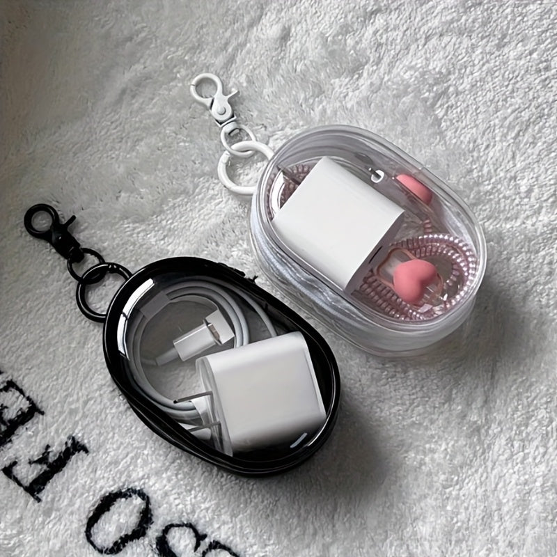 1pc Clear PVC Cable Organizer Box, Casual Style, Mini Portable Charger and Accessory Storage Case for Travel, Ideal for Headphones, Data Cables, and Chargers - Perfect for Christmas and New Year'S Gifts
