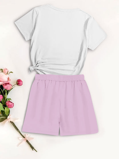 Summer Women's Casual 2-Piece Set with Cartoon Print