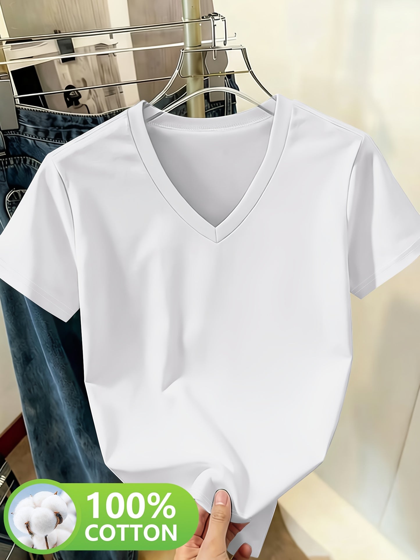 Women’s Cotton V-Neck Short Sleeve Casual T-Shirt