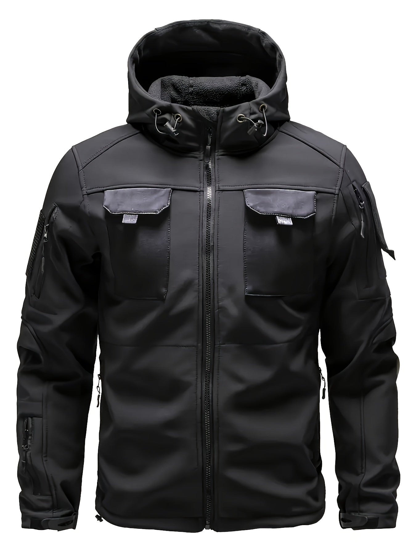 Men's Outdoor 2-Piece Hooded Fleece Jacket & Cargo Pants Set