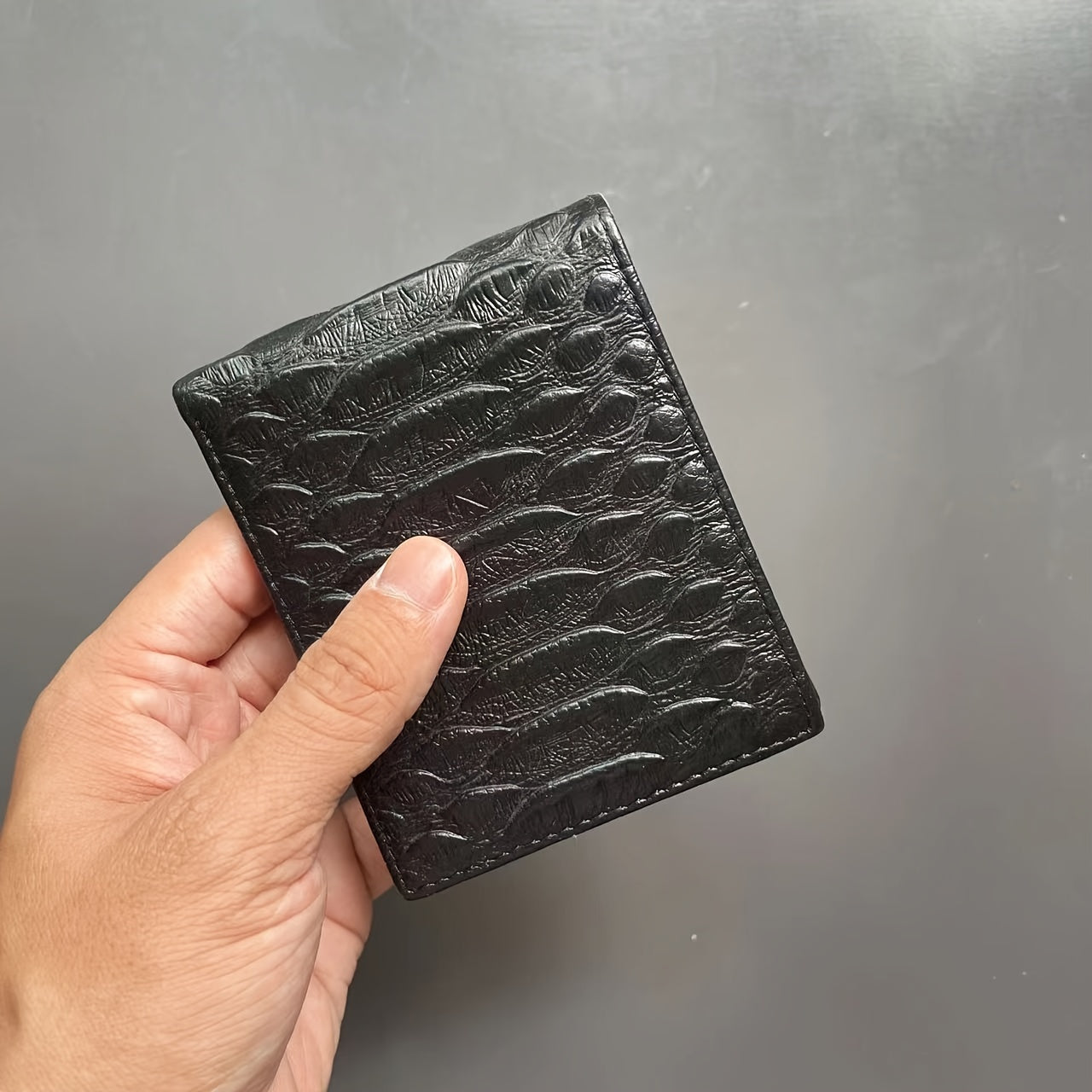 Men'S Premium First-Layer Leather Wallet with Crocodile Pattern - ayq