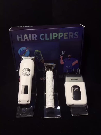 WEEME 3pcs/1Set Men'S Hair Clipper, USB Rechargeable Electric Hair Clipper & Shaver Set with Digital Display, Cordless Hair Trimmer for Home & Salon Use, Perfect Grooming Gift for Men with Smooth Blade, USB Charging, Lithium