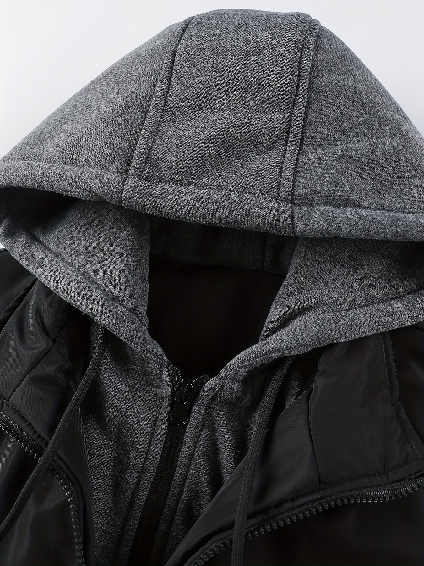 Men'S Winter Jacket with Detachable Hood - Warm Fleece-Lined Zip-Up Coat, & Orange Contrast Design, Polyester Lining, Regular Fit for Cold Weather, Casual Outerwear, Durable Zipper Closure