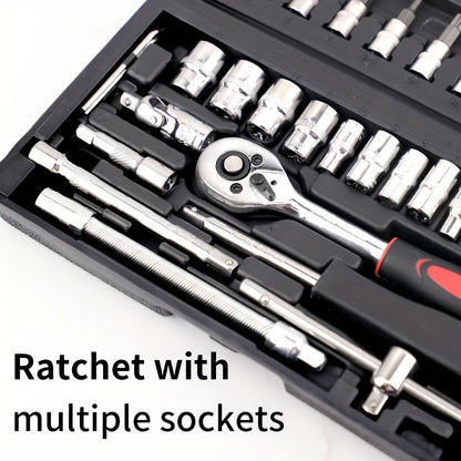 Repair Wrench Set, Ratchet Wrench Set, Socket Wrench Set, Designed for Various Environments Including Automotive Repair and Home Decoration, with Storage Box. 27-GJX