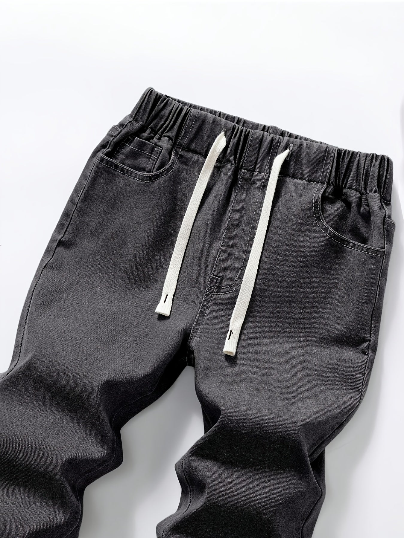 Boys' Slim Fit Denim Jeans with Adjustable Drawstring Waist