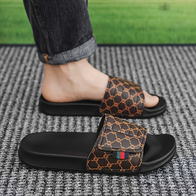 Men's Vintage Floral Slip-On Slippers with Thick EVA Sole
