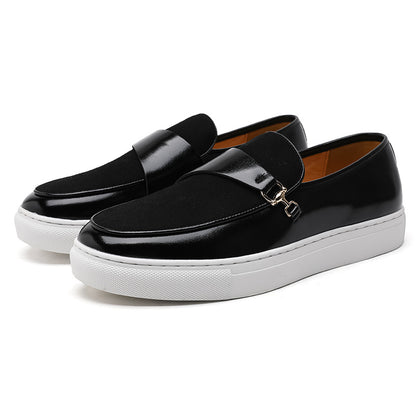 Men's British Style Loafers Casual Patchwork Slip-On Shoes