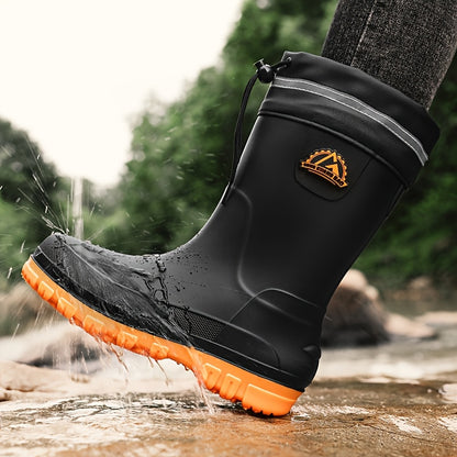 Men's Casual Outdoor Slip-On Rubber Rain Boots for Fall