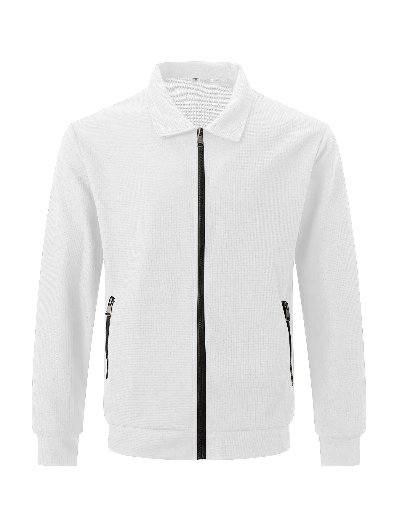 Men's Plain Waffle Zipper Jacket Casual Daily Fashion