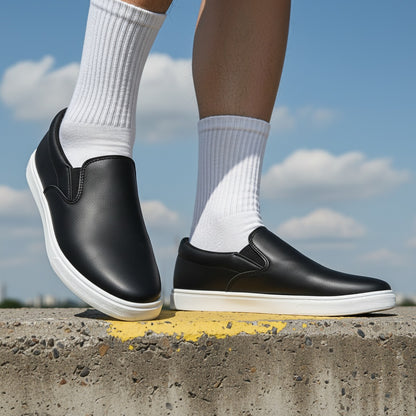 Men's Casual Slip-On White Sneakers, Lightweight All-Season Shoes