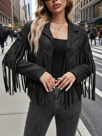 Plus Size, Women's Plus Size Elegant Long Jacket Coat - Soft Formal Lapel collar, All-Season Chic Outerwear for Office, Party, Everyday - Plus Friendly Elegant Jacket for Women, Party Attire, Suedelike Texture, Fuzzy Textured