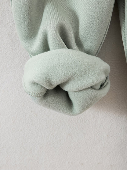 Boys' Cozy Fleece-Lined Hoodie & Sweatpants Set - Olive Green Casual Winter Outfit with Pockets, Thick Warmth for Fall & Winter, Regular Fit, Casual Attire, for Outdoor