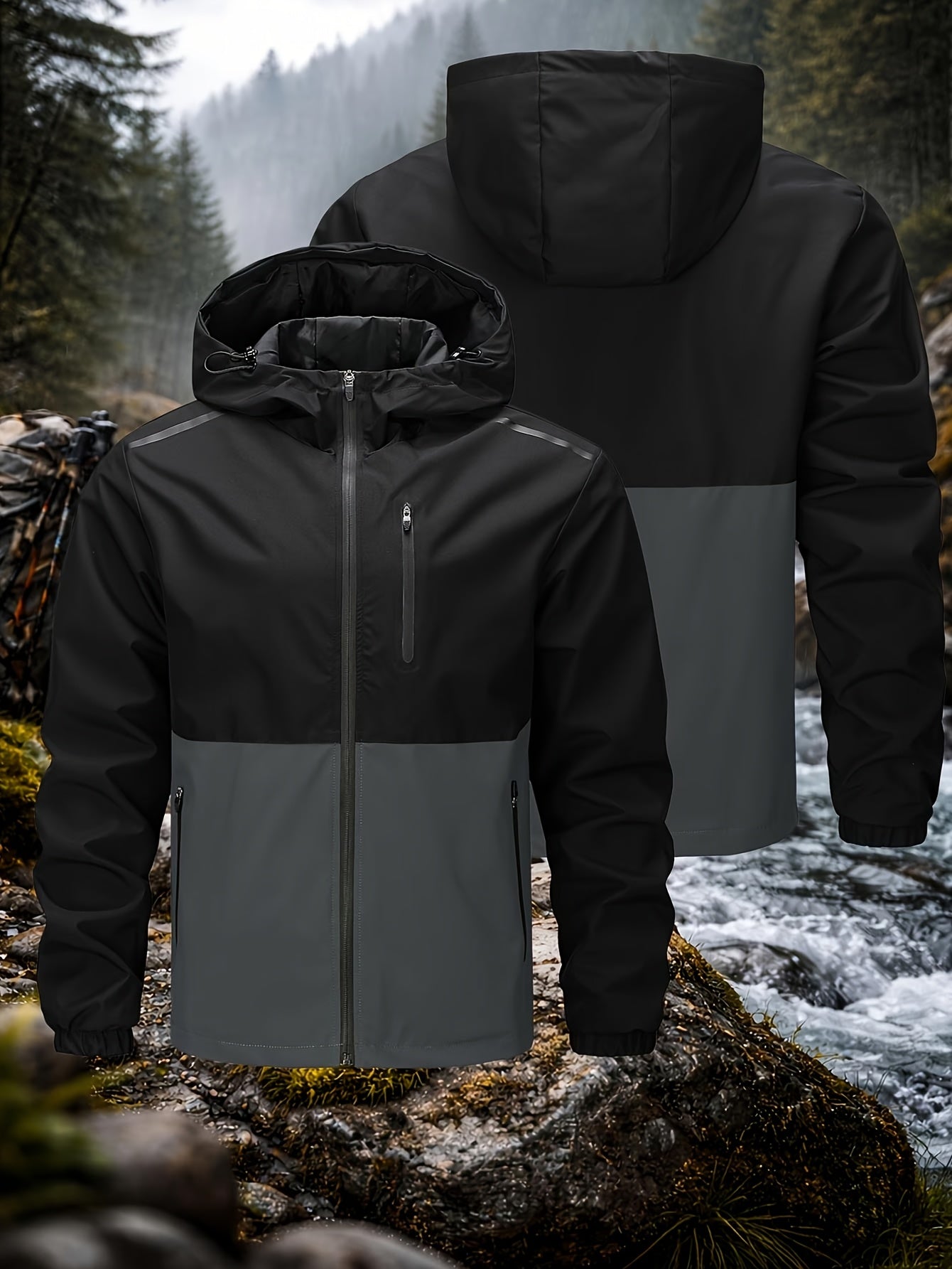 Men's Casual Hooded Softshell Sports Windbreaker Jacket