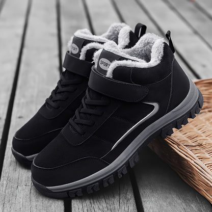 Men's & Women's All-Black Winter/Fall Sneakers - Comfortable Slip-Resistant Arch & Cushioned Insole, Lace-Up or Closure, Slip-Resistant Rubber Sole, Warm Round-Toe Design - Casual & Light Sports Shoes for Elderly, Seniors, Wa