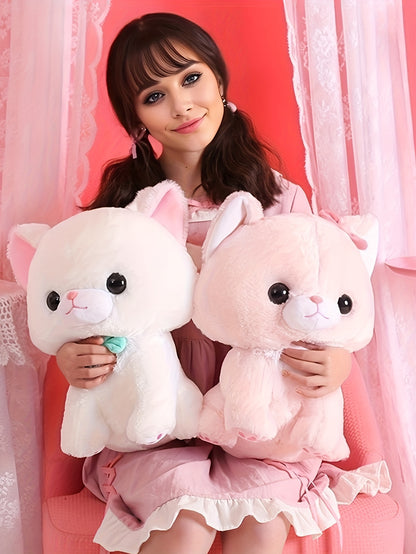 An adorable sitting New Year's cake cat plush toy doll, creative soft and cute cat pillow cat doll birthday creative gift home decoration