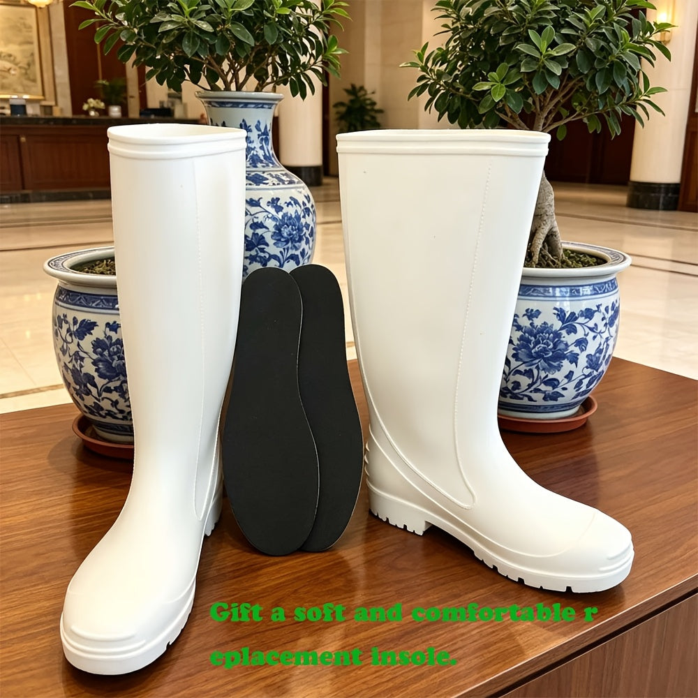 Unisex Tall Waterproof PVC Rain Boots with Non-Slip Soles