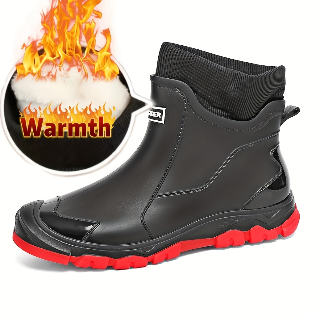 Men's Short PVC Rain Boots for Winter Outdoor Sports