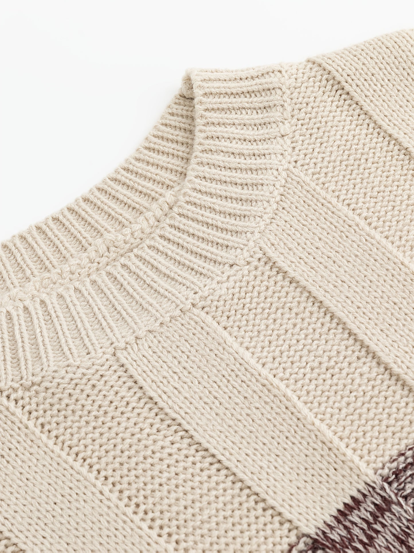 Տղամարդու սվիտեր կլոր վզով, աշնանային և ձմեռային հաստ դիզայնով, բարդ նախշերով, հակապատկեր շերտերով և առօրյա ռետրո ոճով՝ սովորական չափսերով, տրիկոտաժե