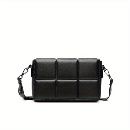 caivektine Men's Stylish Black Crossbody Bag - Adjustable Strap, Quilted Grid Design, Casual Business Shoulder Bag for Everyday Outings, Casual Business Bag   Sleek Modern Bag   Adjustable Strap Bag, Small Crossbody Bag