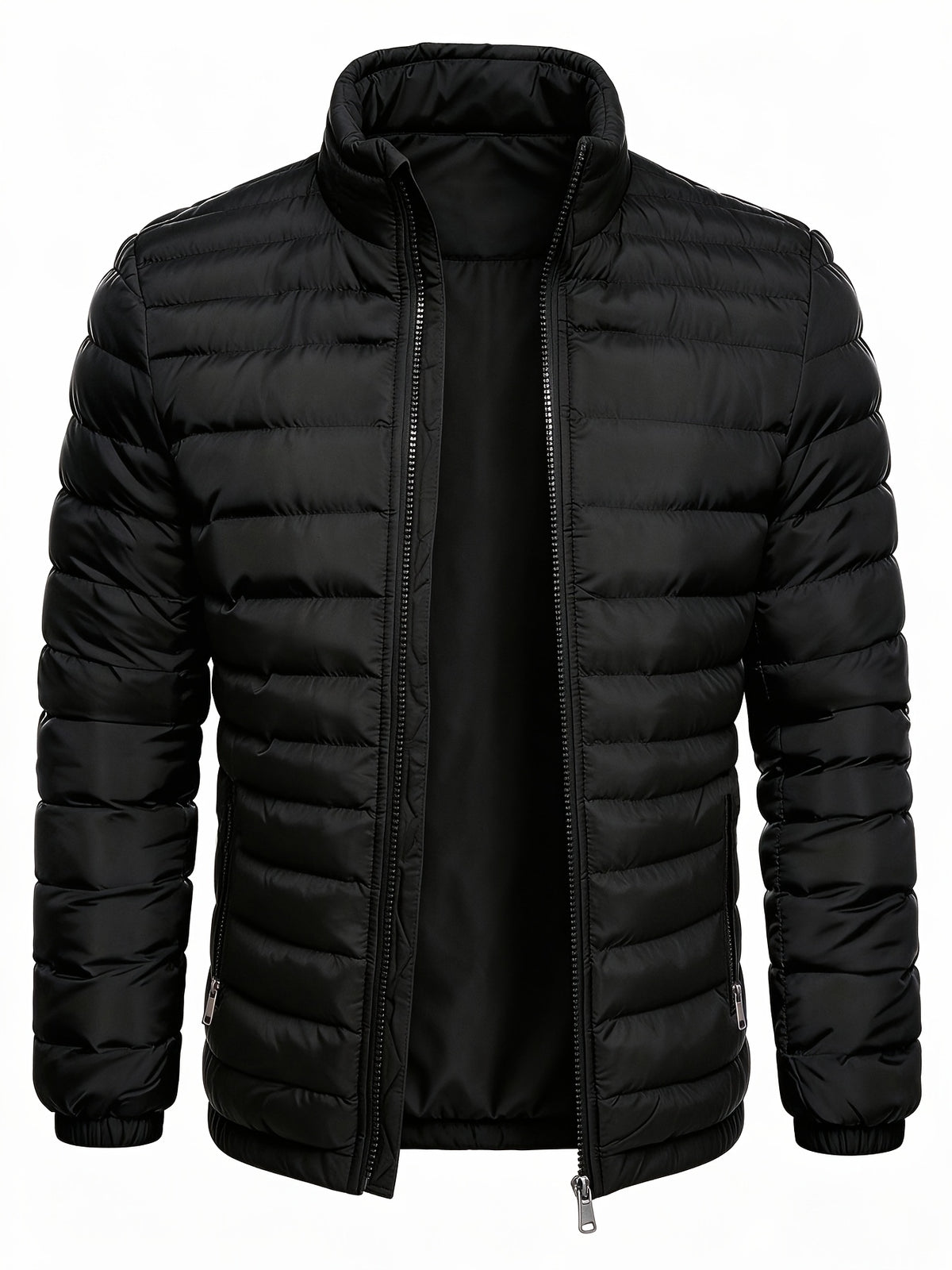 Men's Casual Stand Collar Zipper Jacket for Fall and Winter
