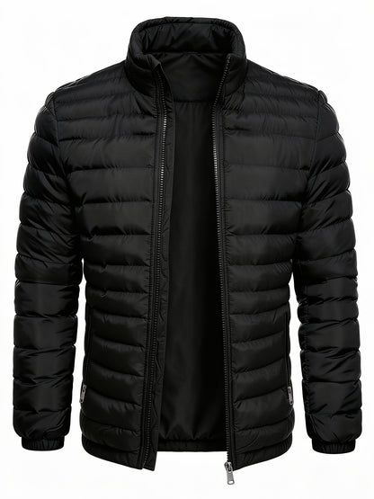 Men's Casual Stand Collar Zipper Jacket for Fall and Winter
