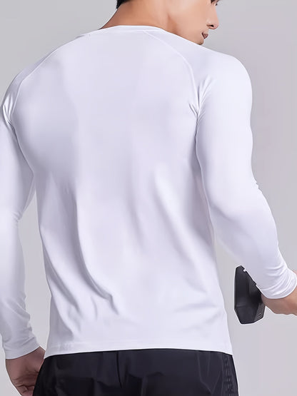 [Formfitting Shirt] Elite Athletic երկարաթև կոմպրեսիոն վերնաշապիկ - բարձր ձգվող, շնչող պոլիեսթեր և սպանդեքս խառնուրդ, պարանոցի պարանոց, անտեսանելի - իդեալական մկանային խմբերի պաշտպանության համար, մեքենայով լվացվող - կապույտ, մարզասրահի հագուստ