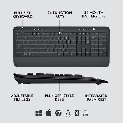 Logitech Signature MK650 Combo for Business, Wireless Mouse and Keyboard, Logi Bolt, Bluetooth, Smartwheel, Globally Certified, Windows/Mac/Chrome/Linux - Graphite