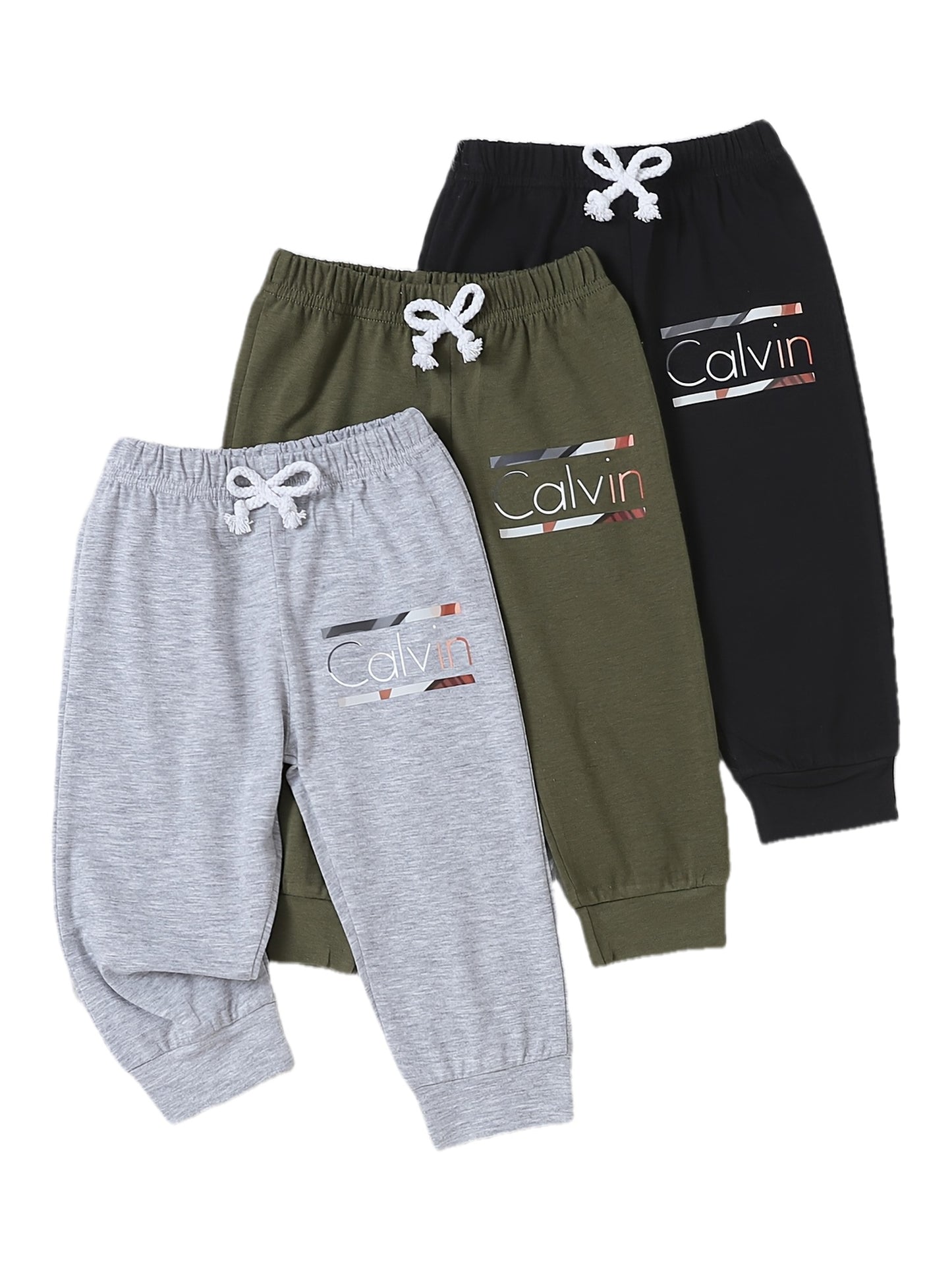 Boys' Casual Long Pants with Alphabet Prints, 3-Pack, Spring/Fall