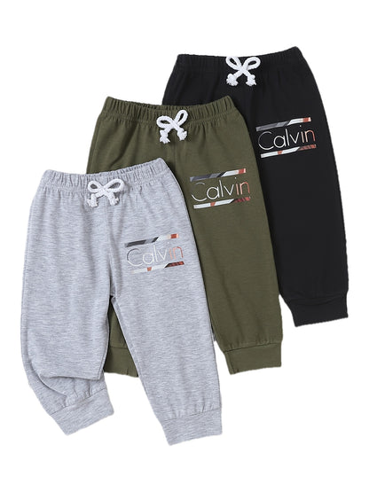Boys' Casual Long Pants with Alphabet Prints, 3-Pack, Spring/Fall