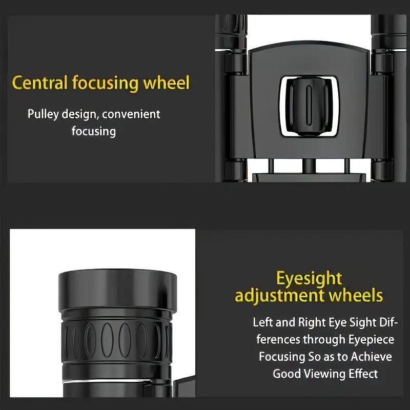 10x22 կոմպակտ ծալովի հեռադիտակ HD, թեթև, գրպանի չափսի, պրիզմայով և կենտրոնական ֆոկուսով - դիմացկուն պլաստիկ՝ հետազոտությունների, համերգների, սպորտային միջոցառումների, կոմպակտ հեռադիտակների համար