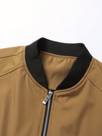 Men'S Casual Workwear Jacket and Pants Set, Solid Color, Long Sleeve, Regular Fit, with Pockets, for Spring/Fall, Casual Attire, Casual Attire|Casual Style|Solid Color Jacket