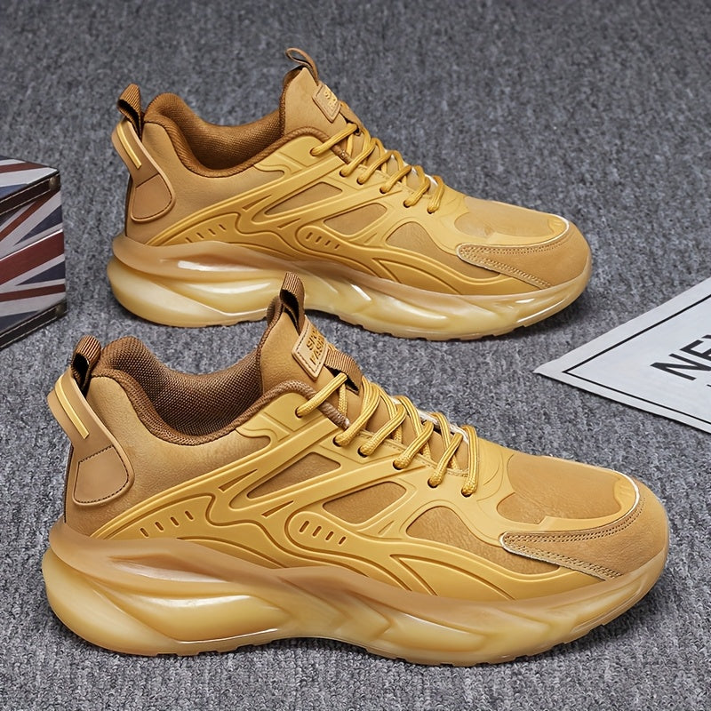 Men's Casual Athletic Sneakers - Breathable, Non-Slip Rubber Sole, Lace-Up Shoes for All Seasons, Chunky Sneakers, Movement Style, Leisure Style, Four Seasons