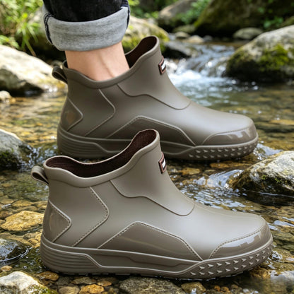 Unisex Low-Top Waterproof Rubber Rain Boots for All Seasons