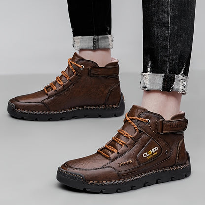 Men's Warm Winter Ankle Boots - Durable Handmade Lace-Up Chukas