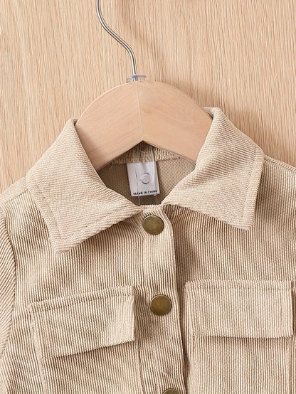 2pcs Boys' Casual Outfit Set - Light Gray Polyester Cargo Pants & Button-Up Shirt with Pockets, Machine Washable - Perfect for Fall/Winter, Autumn Toddler Outfit|Cargo Pants Outfit|Functional Pockets Design, Perfect for Outdo