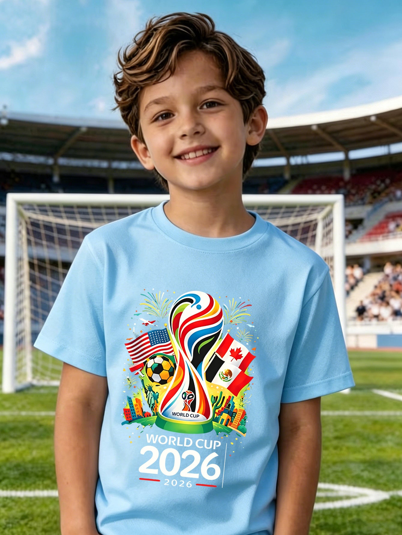 Kids Cotton Fireworks Print T-Shirt for Spring and Summer