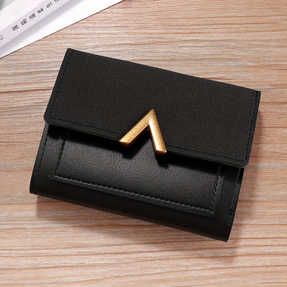 Women's Compact Tri-Fold Wallet - Short Fake Handbag with Snap Closure, Slim Card Holder & Cash Pocket, Casual Everyday Clutch for Smartphones (for women) - Asian Style Purse