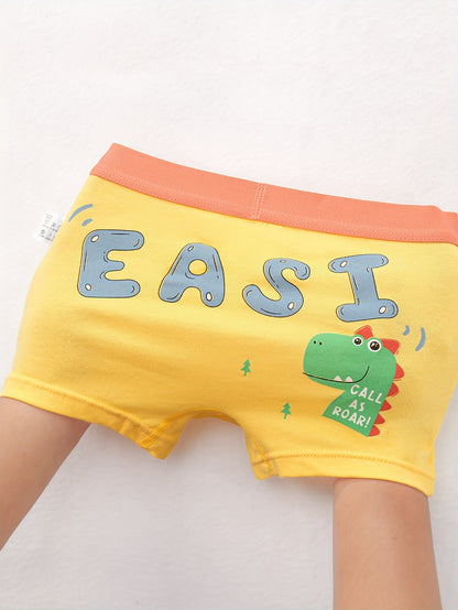 Boys' Cotton Boxer Briefs - 4 Pack, Cute Cartoon Print