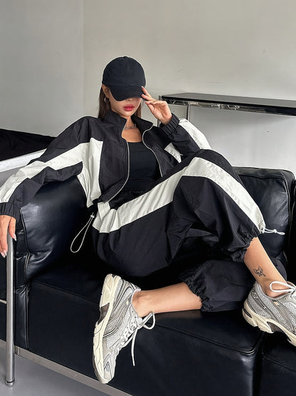 Women’s Y2K High-Waist Color Block Casual Suit for Spring