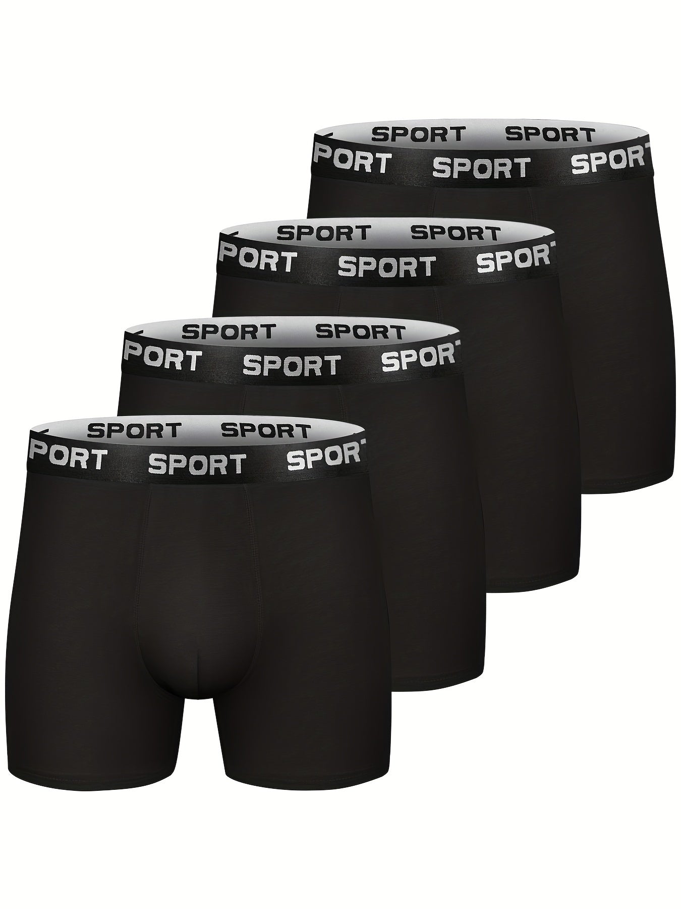 Men's 4-Pack Cotton Stretch Trunk Underwear with Wide Elastic Band