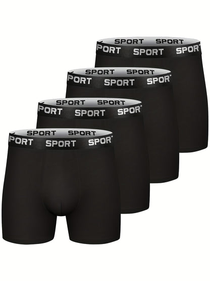 Men's 4-Pack Cotton Stretch Trunk Underwear with Wide Elastic Band