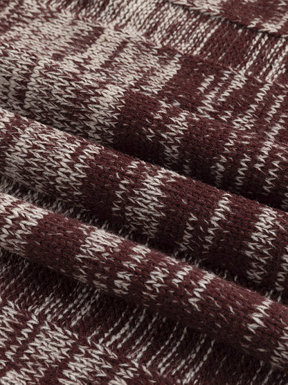 Տղամարդու սվիտեր կլոր վզով, աշնանային և ձմեռային հաստ դիզայնով, բարդ նախշերով, հակապատկեր շերտերով և առօրյա ռետրո ոճով՝ սովորական չափսերով, տրիկոտաժե