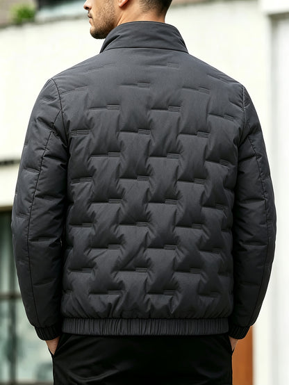 Men's Casual Stand Collar Thickened Outer Jacket for Fall Winter