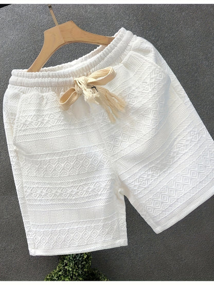 Men's Casual Drawstring Shorts - Breathable Polyester Blend, Perfect for Summer Outings & Hiking