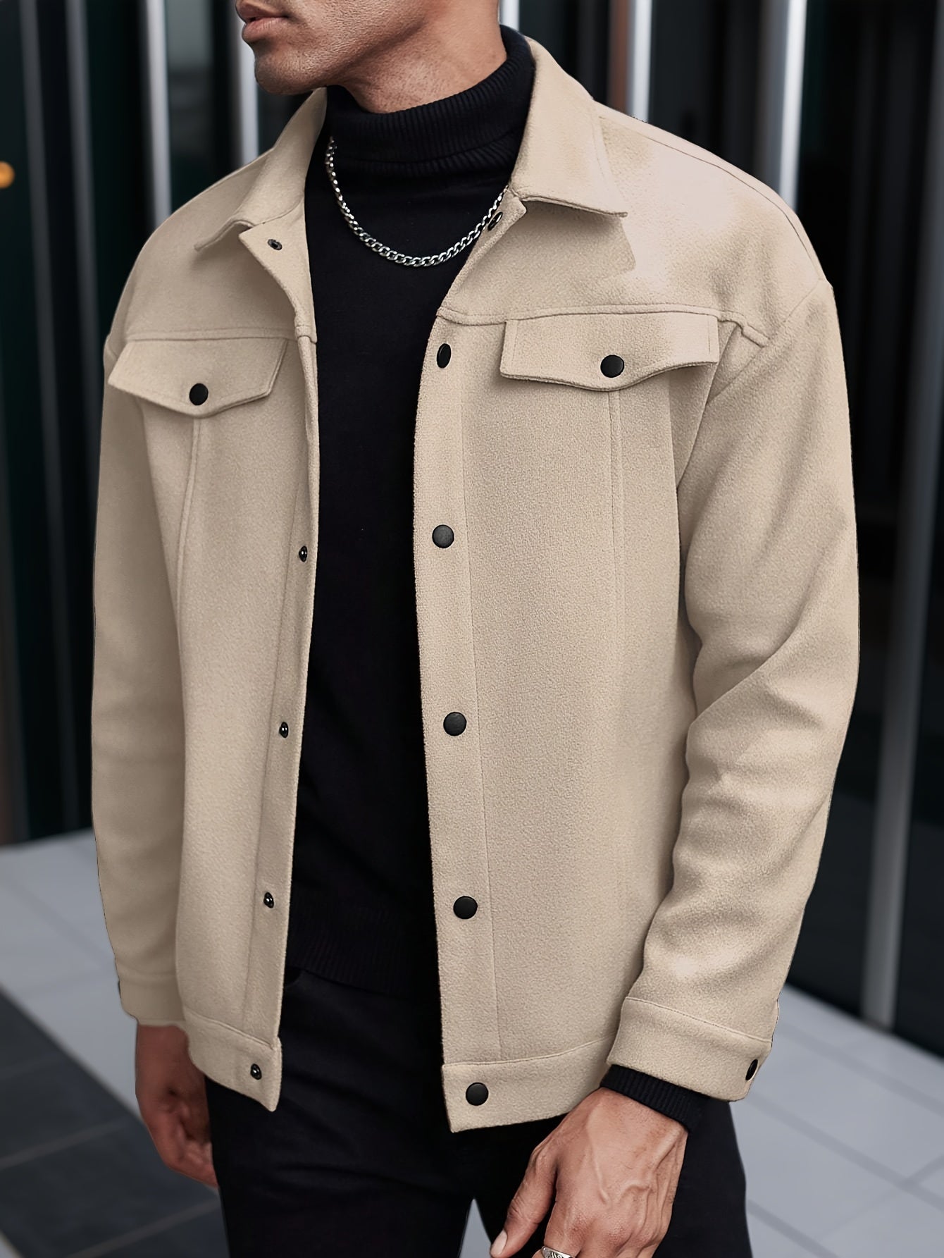 Fashionable and Comfortable Autumn Men's Casual Front Button Drop Shoulder Coat, Suitable for Husband Outings, Work, Parties, Dates, Travel, Date Night Outfit, Party Coat, Modern Menswear, Stylish Men's Wear, Quality Stitchin