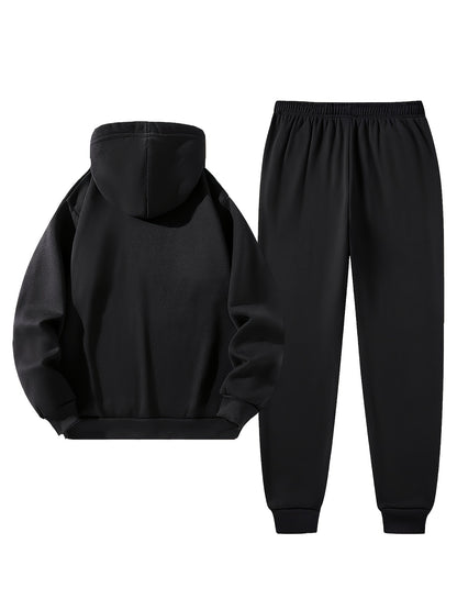 Men's Casual 3-Piece Polyester Hoodie and Jogger Set