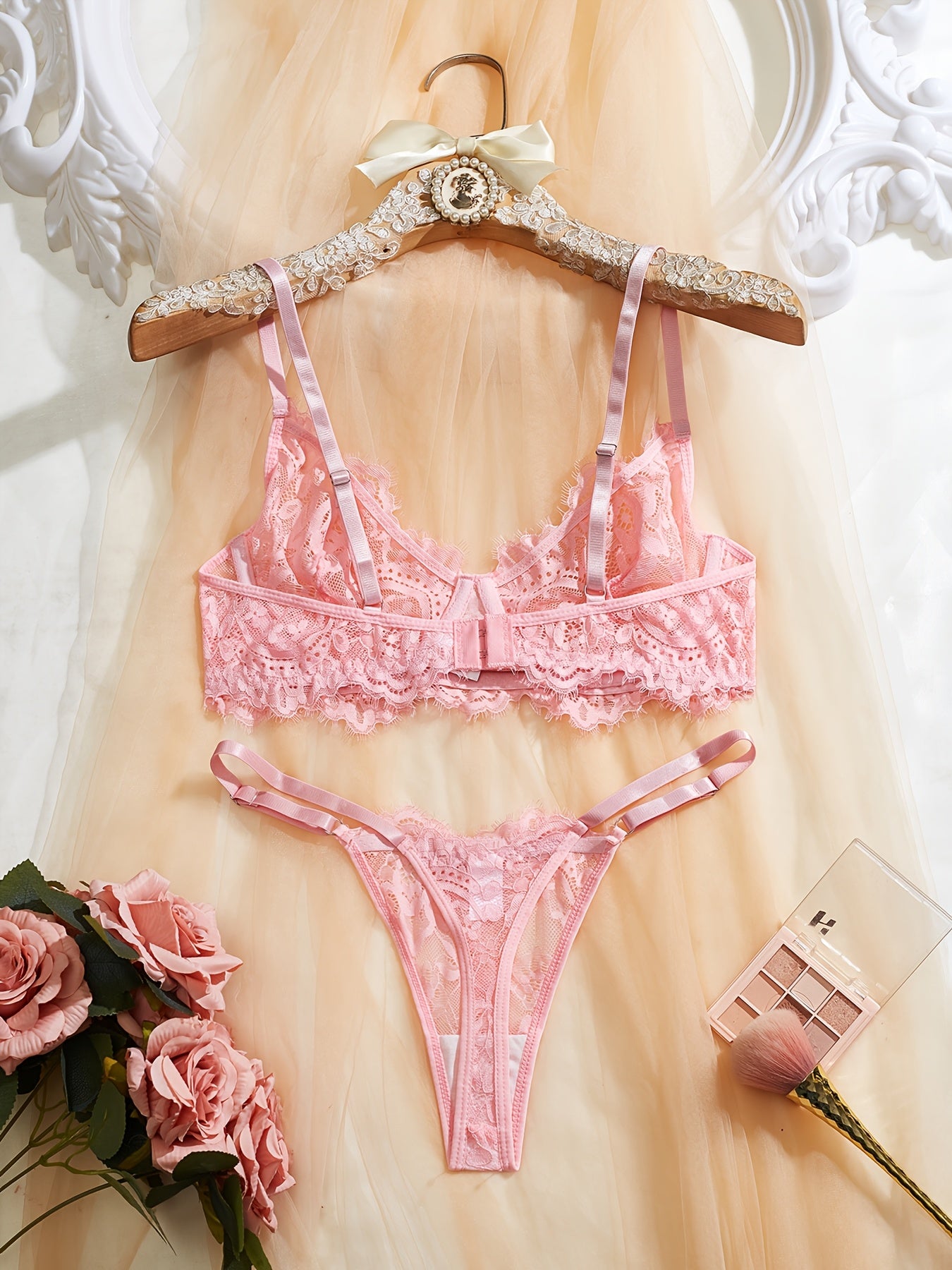 Women’s Sexy Lace Underwire Lingerie Set with Medium Support