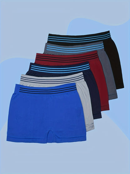 3 փաթեթ SIETE ROSA Boys' Cartoon Rocket Print Boxer Briefs, Polyester 90% Elastane 10%, Casual Knit Fabric, Medium Stretch, Regular Fit, All-Season Boxer 10-12 տարեկանների համար:
